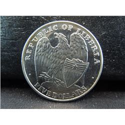 proof republic of Liberia five dollar coin commemorating the battle at ft Sumter