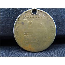 1910 advertising piece for excelsior shoes for boys with a good luck swastika on the reverse