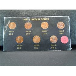 1982 7 coin memorial cent set .  This set includes all 7 varieties of coins minted that year