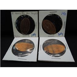 4 vintage elongated pennies