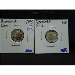 1946 and 1955-d Roosevelt dimes