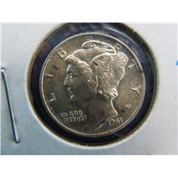 1941 mercury dime with full bands