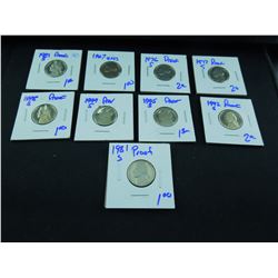 9 jefferson nickels from proof and special mint sets
