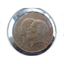 reddish brown 1927 candian token commemorating the confederation of canada