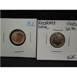 1962 and 1963 proof roosevelt dimes