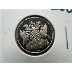silver 1972 proof quarter from trinidad and tobago