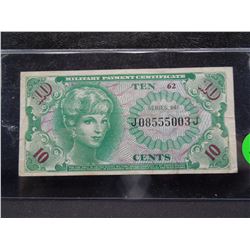 brilliant uncirculated series 641 ten cent military payment certificate