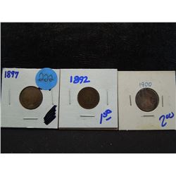 1892,  1897, and 1900 indian head cents