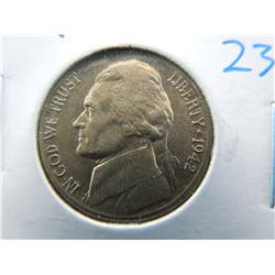 1942-d type1 jefferson nickel in uncirculated condition