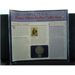 the complete us peace silver dollar collection with semi key date 1934-d peace dollar and info card