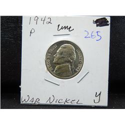 uncirculated 1942-p silver war nickel