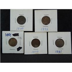 5 indian head cents carded and dated