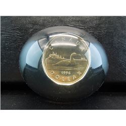 1996 canadian loonie dollar in acrylic holder