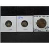 Image 1 : holed 1849 half dime, dateless half dime, and no date large cent