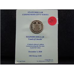 state dollar commemorative series illinois dollar " land of Lincoln"  only 8000 were minted