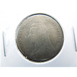 1890 silver one shilling coin from england