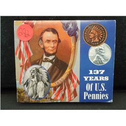 137 years of us pennies coin set