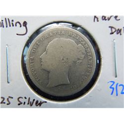 1879 one shilling coin from great britain