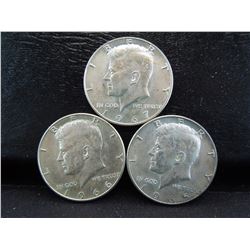 uncirculated 1965, 1966, and 1967 silver kennedy half dollars