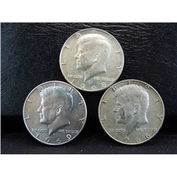 1966, 1968, and 1969 silver kennedy half dollars