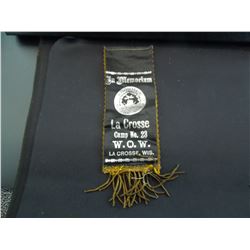 in memorian woodsmen of the world ribbon from lacrosse, wisconsin