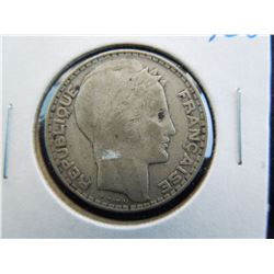 french silver 10 francs coin dated 1930