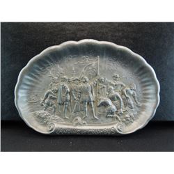 souvenir landing of christopher columbus metal plate from the world's fair in 1892