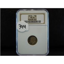 1949 roosevelt dime slabbed ms 66 by NGC