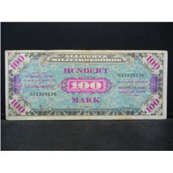1944 Germany 100 Mark Allied Military Currency, Serial # 021825636.