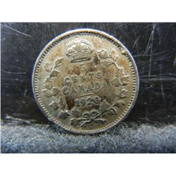 1920 High Grade Canada 5 Cents 80% Silver Coin.  Coin Weighs 0.04 Troy Ounces.