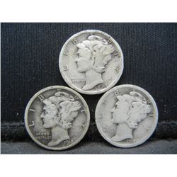1918 PDS Mercury Dimes.