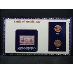1993 & 1994 Historical Cents and Stamp Set Explaining the Battle of Mobile Bay.