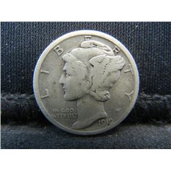 1919-S Mercury Head Dime, Fine Condition.