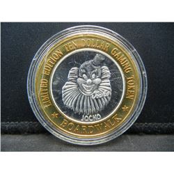 Boardwalk Strip (Las Vegas) $10 (.999) silver gambling token—Jocko the Clown.   In capsule.