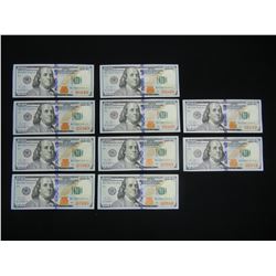(10) 2013 Consecutive Serial Number One Hundred Dollar Notes