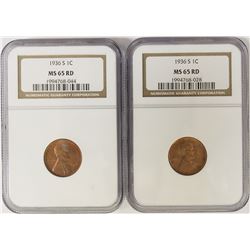 TWO 1936-S LINCOLN CENTS