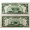 Image 2 : TWO 1934-A $5.00 FEDERAL RESERVE NOTES