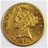 Image 1 : 1891-CC $5.00 GOLD RARE!