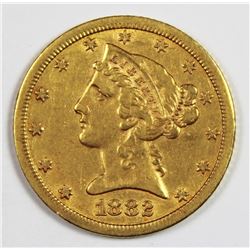 1882-CC $5.00 GOLD RARE!