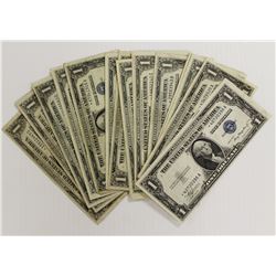 22 PCS. 1935 $1.00 SILVER CERTIFCATE STAR NOTES: