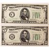 Image 1 : TWO 1934-D $5.00 FEDERAL RESERVE NOTES: