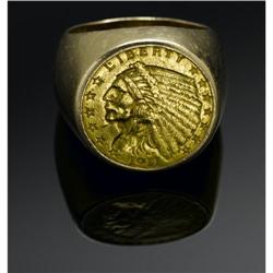A GOLD 1911 LIBERTY INDIAN COIN MEN'S RING