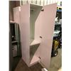 Image 2 : PAIR OF WHITE SINGLE DOOR 24"D X 20"W X 79"H OFFICE WARDROBE CABINETS ( DAMAGE ON SIDES )