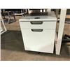 Image 2 : WHITE MODERN WOOD / METAL 29"D X 60"W X 28H WORK DESK WITH WHITE 2 DRAWER MOBILE STORAGE PEDESTAL