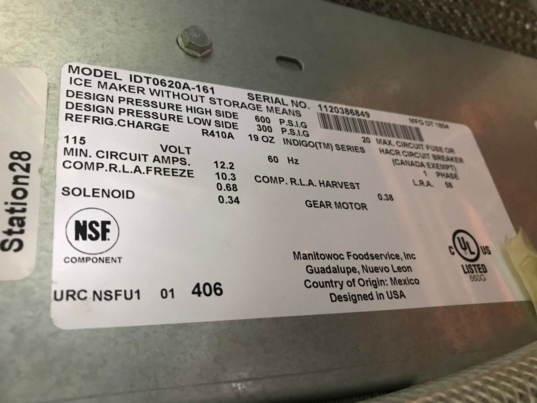 MANITOWOC IDT0620A-161 STAINLESS STEEL COMMERCIAL ICE MAKER WITHOUT ...
