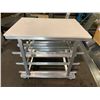 Image 2 : ALUMINUM 35"D X 25"W X 33"H MOBILE 3 TIER TRAY RACK WITH PLASTIC WORK TOP