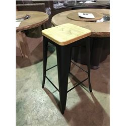 WOOD TOP BLACK METAL BAR HEIGHT RESTAURANT STOOL