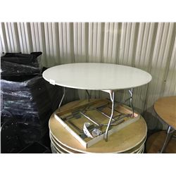 60" ROUND WHITE WOODEN TOP FOLDING LEG BANQUET TABLE