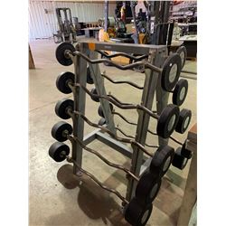 HAMPTON EZ CURL BARBELLS 20LBS - 110LBS WITH RACK