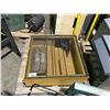 Image 1 : YELLOW METAL CAGE STORAGE CONTAINER WITH HANDLE 33"W X 33"L X 10"D & GREENHECK METAL ROOF HOOD